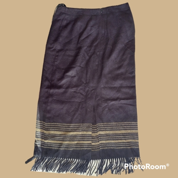 Vtg 90s navy blue blanket skirt - Picture 9 of 12